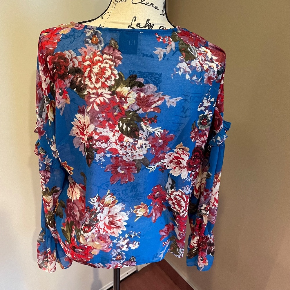 Elie Tahari Floral Spring Blossom Chiffon Blouse - image 8